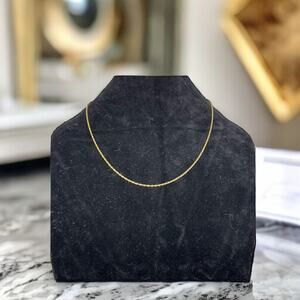 Delicate Gold Tone Chain Necklace Simple Minimalist Rope Twist Long 24 inch